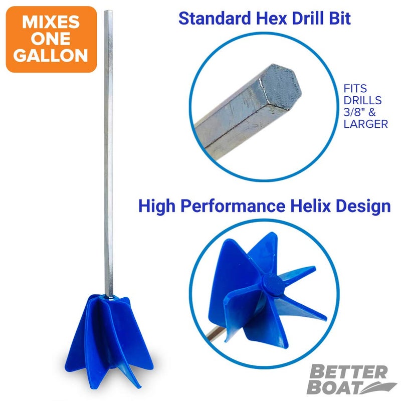 Better Boat Paint Mixer for Drill, Epoxy Resin Mixer, Paint Stirrer Drill Attachment for Quart or Gallon, Mud Mixing Tools, Crafting Paddle Attachment - Image 3